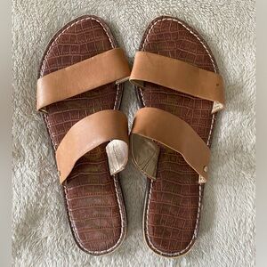 Sam Edelman Flat Leather Sandals Brown Size 9